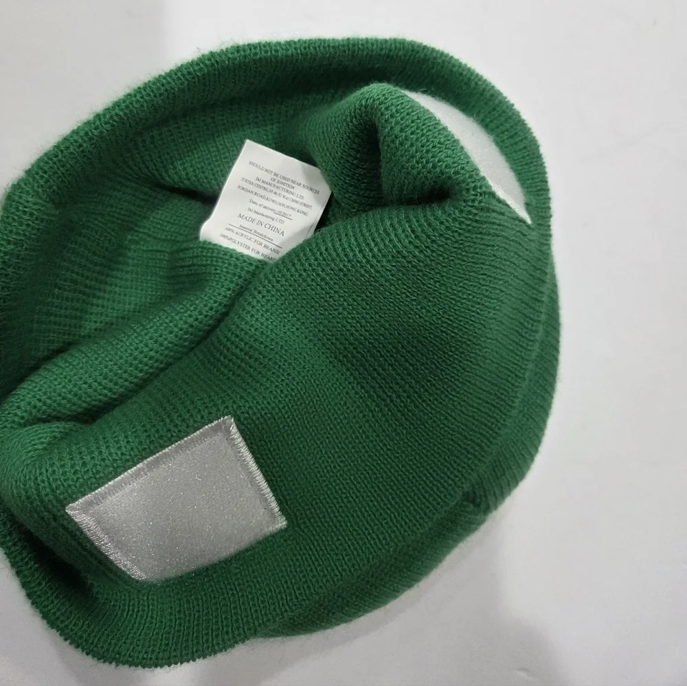 Youth Green Beanie with Shamrock Embroidery
